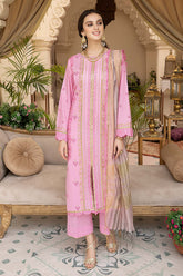3-Pc Lawn Shifli Shirt With Straight Trouser and Cotton Net Dupatta EDP23-23