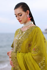 3-PC Unstitched Printed Lawn Shirt with Embroidered Chiffon Dupatta PM4-14
