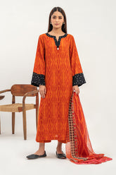 3-Pc Printed Khaddar Shirt with Trouser & Chiffon Dupatta CPM-3-207