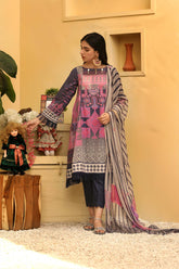 3-piece Unstitched Lawn with Print Chiffon Dupatta CP22-36