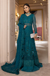 3-PC Embroidered Chiffon Shirt with Raw-Silk Lehnga and Dupatta OMT21-46A