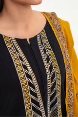 3-PC Embroidered Leather Shirt with Twill Shawl and Trouser CNP-3-209