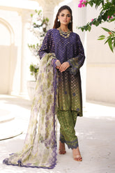 3-Pc Charizma Unstitched Embroidered Jacquard With Embroidered Dupatta CRW-07