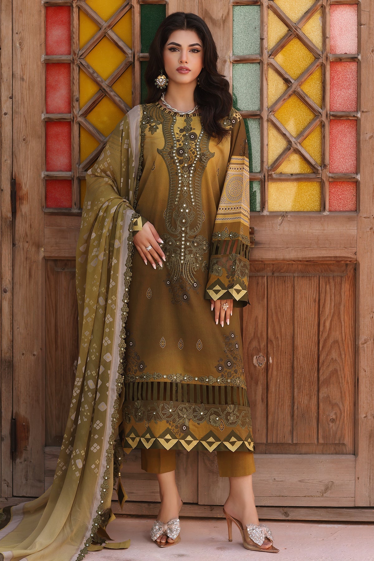 3-PC Unstithced Sequins Embroidered Lawn Collection AG4-02