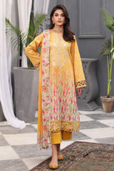 3-PC Unstitched Embroibered Lawn Shirt with Printed Chiffon Dupatta CCS4-07