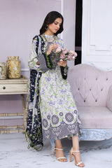 3-PC Unstitched Printed Lawn Shirt with Chiffon Dupatta and Trouser CPS4-07