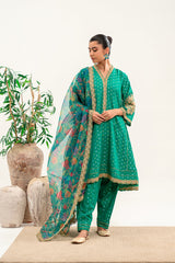 3-PC Embroidered Brosha Jacquard Shirt with Organza Dupatta and Trouser CNP-3-91