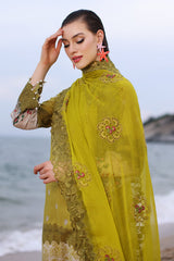 3-PC Unstitched Printed Lawn Shirt with Embroidered Chiffon Dupatta PM4-14