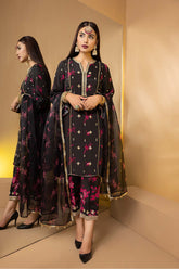 3-Pc Digital Printed Raw Silk Shirt With Organza Duppata and Qlot Trouser CMA22-63