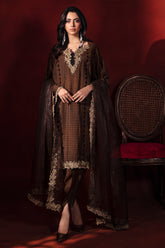 3-PC Embroidered Raw-Silk Shirt with Organza Dupatta and Trouser CMA-3-245A