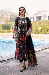 3-Pc Charizma Unstitched Printed Lawn With Embroidered Chiffon Dupatta PEC23-01
