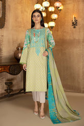 3 PC Unstitch Embroidered Lawn Shirt with Chiffon Dupatta AN22-05