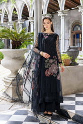 3-Pc Emroidered Long Shirt With Net Duppata and Raw Silk Qlot Trouser CMA22-52