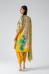 2-Pc Printed Lawn Shirt with Straight Trouser SCPM3-021