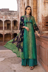 3-Pc Tiger Printed Cotton Shirt With Chiffon Dupatta and Cotton Sharara FFP23-03