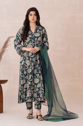 3-PC Unstitched Printed Lawn Shirt with Organza Dupatta and Trouser CPS3-12