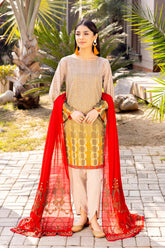 3-Pc Charizma Unstitched Embroidered Lawn Shirt With Embroidered Chiffon Dupatta AN23-20