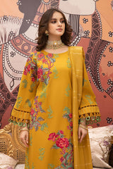 3-Pc Embroidered Shirt with Plain Trouser and Cotton Net Dupatta EDP23-19