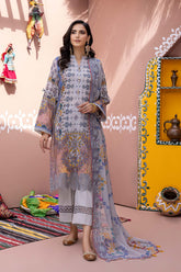 3-Pc Unstitched Embroidered Lawn With Chiffon Dupatta CHN22-08