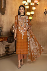 3 PC Unstitch Embroidered Lawn Shirt with Chiffon Dupatta AN22-04