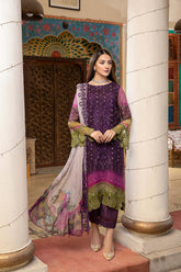 3 Pc Unstitched Embroidered Chiffon VSL22-01