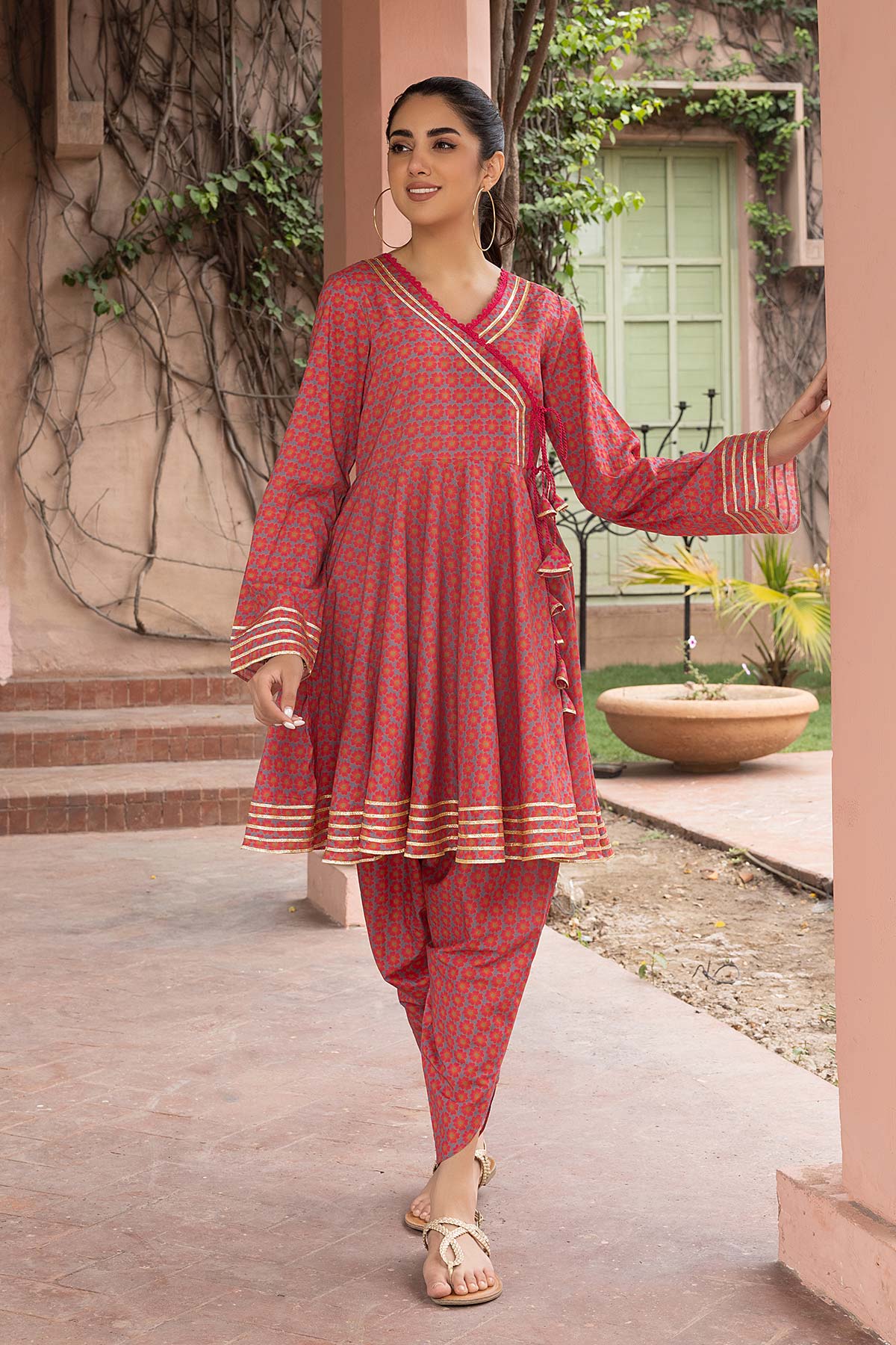 Angrakha Shirt Style New Angrakha Style Frock - Main Image