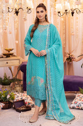 3-Pc Shiffli Lawn Printed Shirt With Lawn Straight Trouser and Lace Dupatta EDP23-06