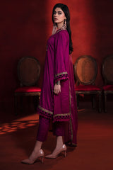 3-PC Embroidered Raw-Silk Shirt with Organza Dupatta and Trouser CMA-3-248