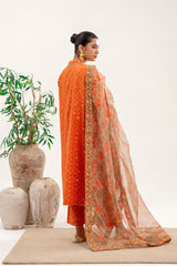 3-PC Embroidered Brosha Shirt with Organza Dupatta with Trouser CNP-3-90