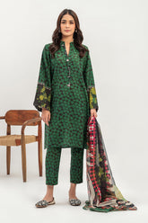 3-Pc Printed Khaddar Shirt with Trouser & Chiffon Dupatta CPM-3-202