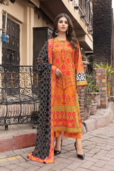3-Pc Charizma Unstitched Printed Lawn With Embroidered Chiffon Dupatta PEC23-05