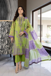 3-Pc Printed Lawn Unstitched With Chiffon Dupatta CP22-005