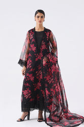 3-Pc Printed Organza with Qlot Trouser & Organza dupatta SCPM-3-0053