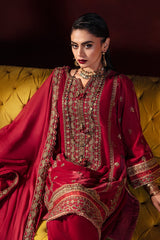 3-PC Embroidered Velvet Shirt with Chiffon Dupatta and Trouser VVT-3-202