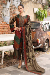 3-PC Unstitched Embroidered Linen Collection ANW7-06