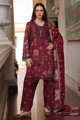 3-PC Unstitched Embroidered Linen Collection CCW7-22
