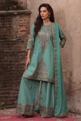 3-PC Stitched Embroidered Raw Silk CMA-6-482