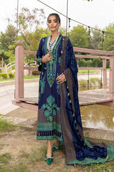 3-Pc Charizma Unstitched Embroidered Peach Leather Suit with Velvet Shawl CLP22-05