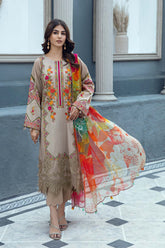 3 PC Unstitch Embroidered Lawn Shirt with Chiffon Dupatta AN22-14