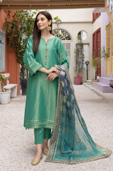 3-Pc Cotton Broshia Shirt With Cotton Trouser and Cotton Net Printed Dupatta CPM23-29