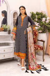 3-Pc Printed lawn suits with Embellished Mirror Work Chiffon Dupatta CMC22-08