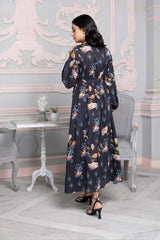 1-Pc Digital Printed Raw Silk Long Gown CPM22-92