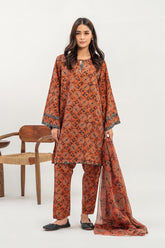 3-Pc Printed Khaddar Shirt with Trouser & Chiffon Dupatta CPM-3-235
