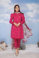 3-Pc Digital Printed Shirt with Box Plated Shalwar and Bamber Chiffon Dupatta CPM23-02