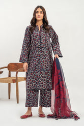 3-Pc Printed Khaddar Shirt with Trouser & Chiffon Dupatta CPM-3-246
