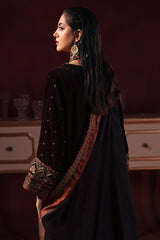 3-PC Embroidered Velvet Shirt with Embroidered Chiffon Dupatta and Trouser VVT-3-205