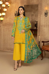 3 PC Unstitch Embroidered Lawn Shirt with Chiffon Dupatta AN22-09