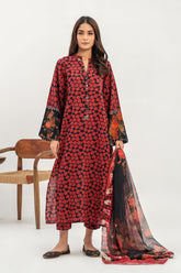 3-Pc Printed Khaddar Shirt with Trouser & Chiffon Dupatta CPM-3-203