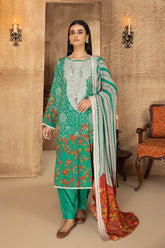 3 PC Unstitch Embroidered Lawn Shirt With Chiffon Dupatta AN22-11