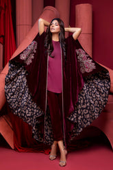 Embroidered Velvet Cape VVT21-19B